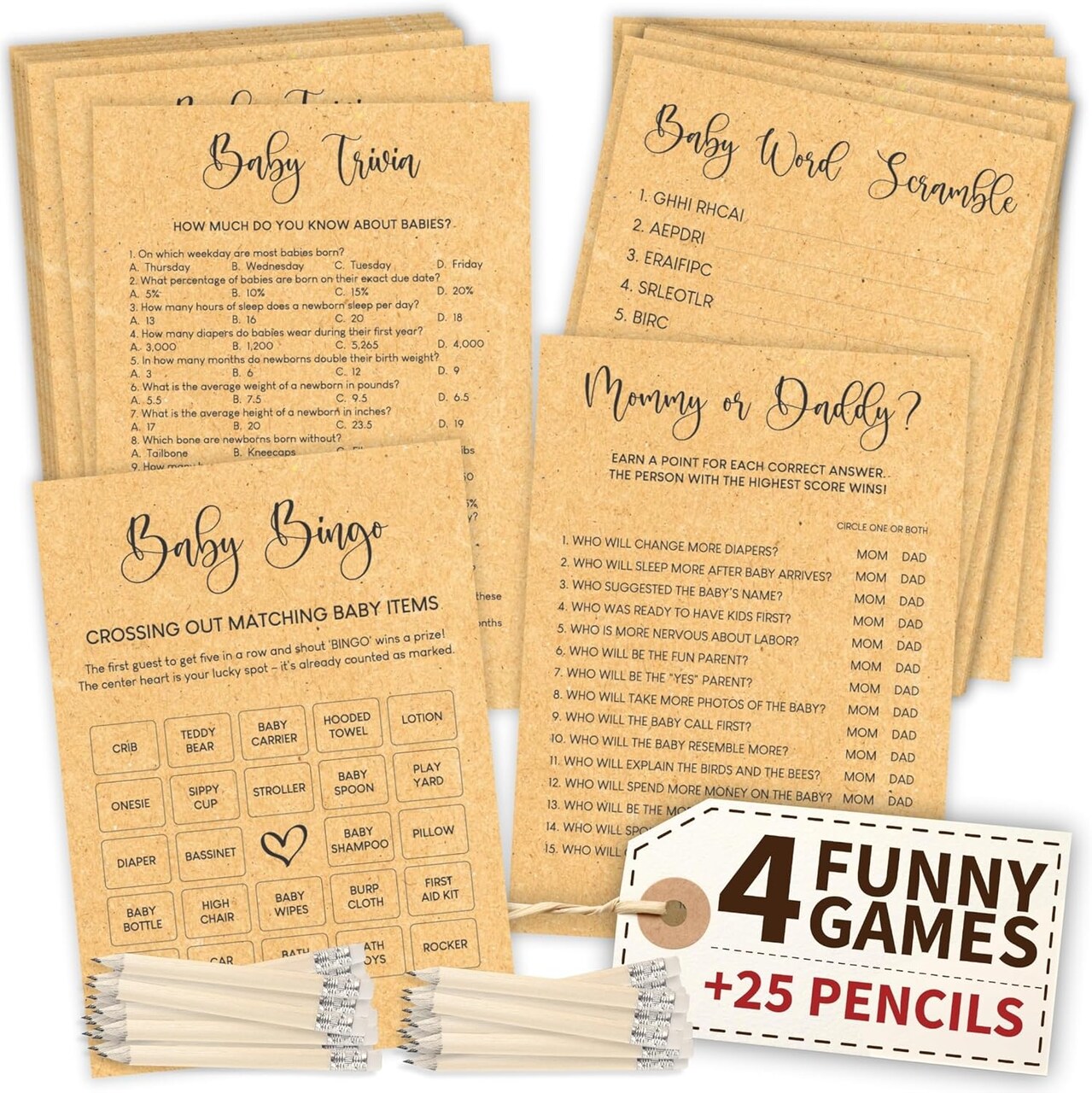Funny Baby Shower Games Gender Neutral - Baby Shower Bingo Game For Baby Shower Decorations